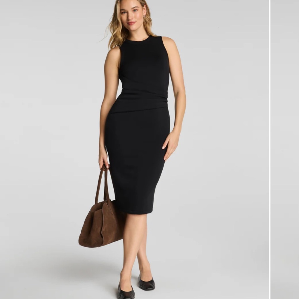 SPANX Black Sleeveless Midi Dress